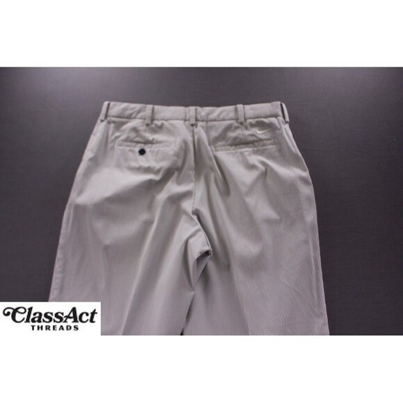 Nike Golf Pants Dri-Fit Slacks Gray White Striped Mens Flat Fronts 33" X 32" - Picture 12 of 14